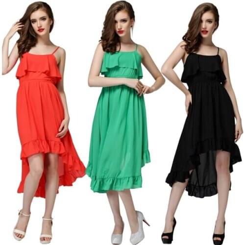 2020 New women long asymmetrical ruffles bohemian long chiffon dress,plus size spaghetti strap sexy party dress,beach dress 4XL