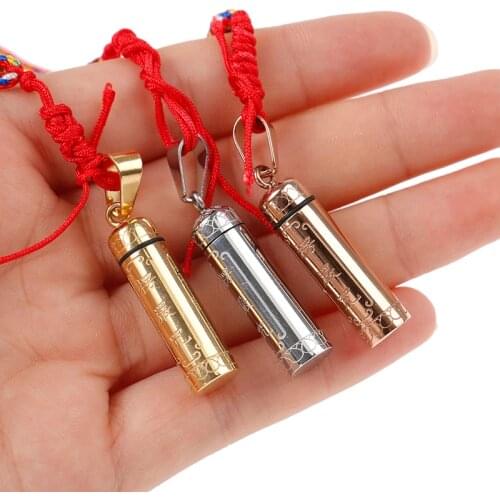 1PC Buddhist Shurangama Mantra Sanskrit Pendant Men Openable Cylinder Urn Ash Storage Amulet Locket Necklace Religious Jewelry