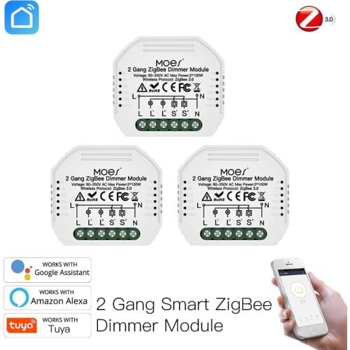 10pcs DIY Mini WiFi Smart Light Dimmer Module Smart Life Tuya Zigbee Remote Control Work With Alexa Google Home 2 Gang Hot