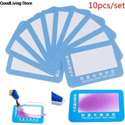 10Pcs/set Anti-Blue Light Test Card Test Light Glasses UV Test Accessories Card Blue Light Detection Card Generator Card