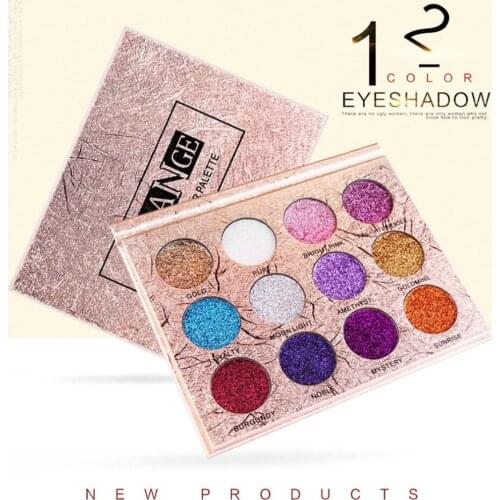 12 Colors Long Lasting Eyeshadow Palette Blending Matte Glitter Eyeshadow Face Make up Shimmer and Shine Cosmetic