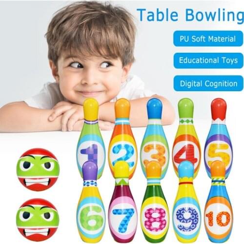 12pcs/set Childrens Mini Desktop Frog Bowling Toy Sets Colorful Portable Indoor Education Table Game For Baby Kids Funny Gift