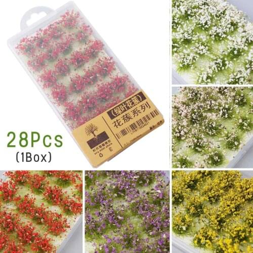 28pcs Model Scene Terrain Production Simulation Flower Cluster Wild Rose Flower DIY Miniature Landscape Material