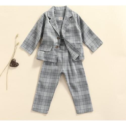 2022 Fashion Toddler Baby Girls Clothes Sets Plaid Printed Long Sleeve Button Jacket Tops+Pants+Crop Top Outfit 3pcs