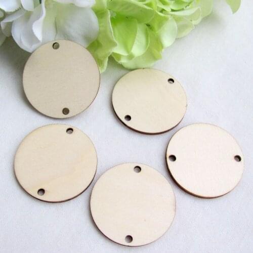 50/100pcs 39mm 2 Holes Wood Disks Blank Circle Natural Wooden Tags Wedding Decor Cards Supplies Laser Cut AX1639MM