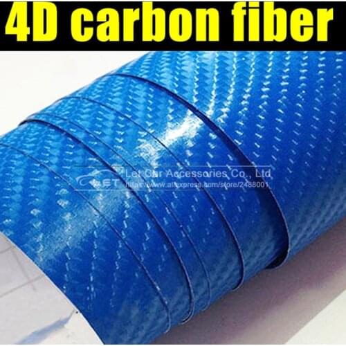 Car styling bright 4D blue Carbon Fiber Vinyl film Colored Glossy Carbon Fiber Vinyl Film Auto Wrapping Vinyl Wrap Foil