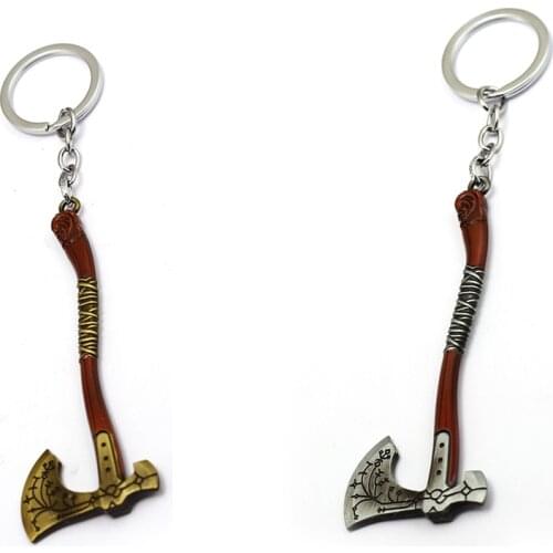 Leviathan Keychain God of War 4 Kratos Guardian Metal Keyring Axe Holder Metal Choker Men Accessory