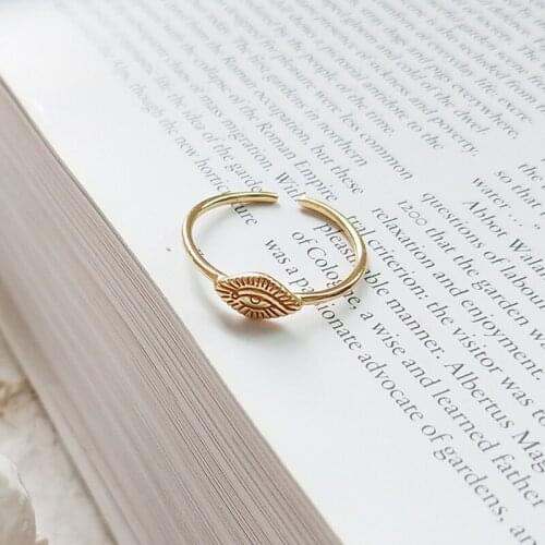 CHUANGU Minimalist 925 Sterling Sliver Small Eye Rings for Women Open Stack Rings Personalized Initial Stacking Rings Bijoux