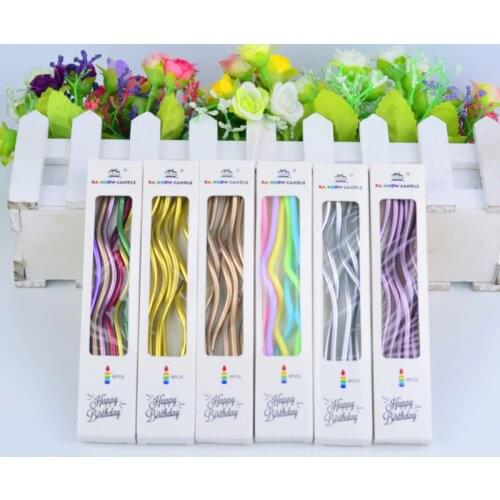 Birthday thread candle colorful gold color gold silver twist thread candle cake curve curved candle