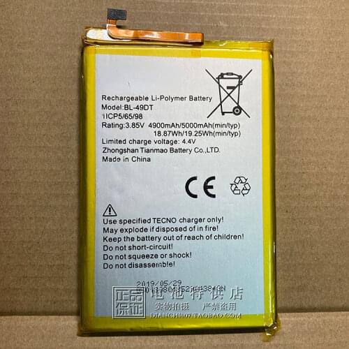 For TECno LA7 LA6 Pouvoir 2 Pro LA7 phone battery BL-49DT panel