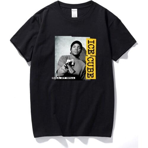 Ice Cube Kill At Will Vintage Mens T Shirts Hip Hop Fashion Graphic Tees Men Streetwear Top Summer Cotton T-shirts Euro Size
