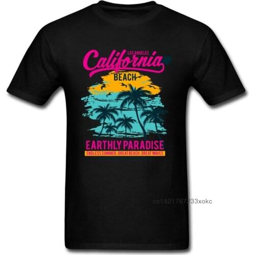 California Beach Paradise Tshirt Mens T-Shirt Tops T Shirt Designer Crew Neck Clothes Black Tees 100% Cotton Sweatshirts