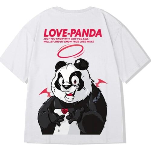 2021 Hip Hop Tees Love Panda Cotton Short Sleeve Loose Men T Shirts Casual O-Neck Summer Oversized T Shirt Punk Streetwear M-8XL
