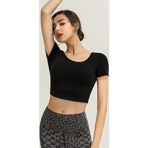 Gym Shirt Women Sports T-shirts Fitness Tops Short Sleeve Yoga Shirts Cross Back Gym Top Sleeveless Sports Crop Top Yoga Vest