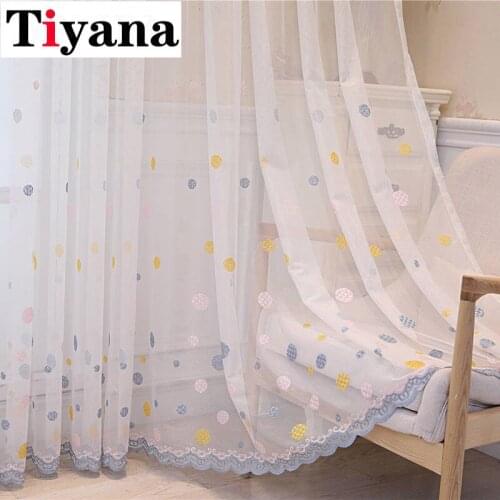 Football Embroidered Sheer Curtains Window Tulle Curtains for Living Room Bedroom Kitchen Kids Room Home Decoration JK162Z