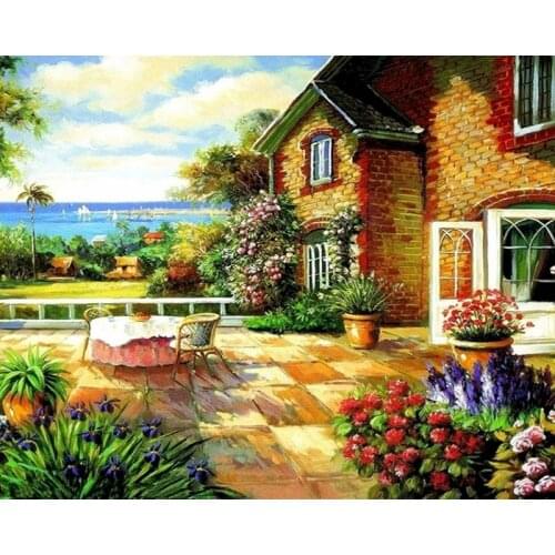 GATYZTORY DIY Oil Painting By Numbers Kit Landscape Acrylic Paint On Canvas Unique Gift Calligraphy Painting 40x50cm