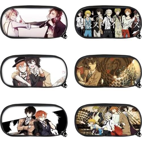 Anime Bungo Stray Dogs Atsushi Chuuya Dazai Zipper Pen Bag Pencil Case Student Storage Bag Cosplay Supplies Stationery Box Prop