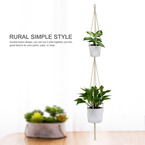 Cotton Handmade Hanging Flower Pot Net Fashion Vintage Macrame Plant Hanger Indoor Outdoor Hanging Basket Jute Rope