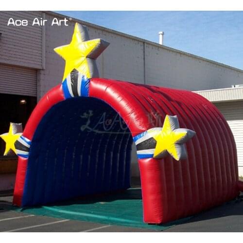 Customized outdoor football tunnel inflatable run through entrance team tunnel stage tent with stars for sport events