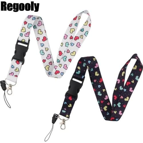 Colorful Rainbow love Neck Strap Lanyards ID badge card holder keychain Mobile Phone Strap Gift Ribbon webbing couple necklace