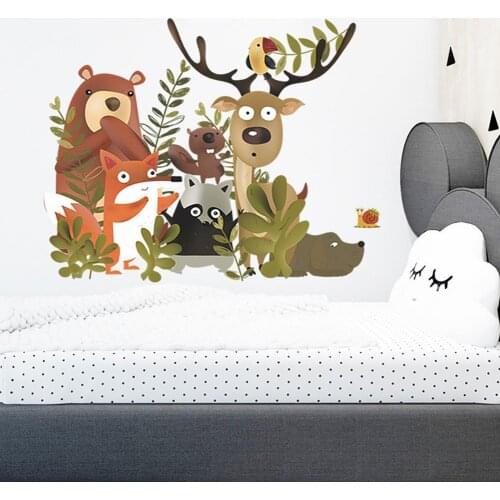 Creative Self-adhesive Cartoon Animal Printing PVC Wall Sticker Home DIY Art Decor Decals Supplies
