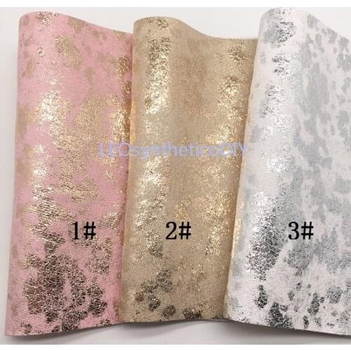 LEOsyntheticoDIY Pink Gold Silver Metallic Faux Synthetic Leather Fabric Vinyl with Twill Backing DIY Bows 21X29CM R010
