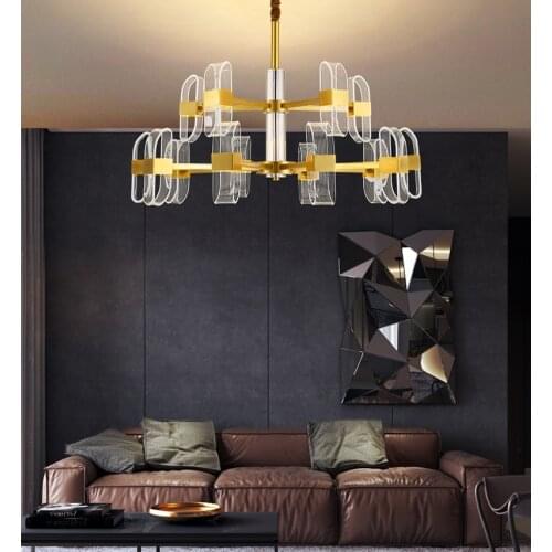 Copper Hanging Lamp Nordic Round Acrylic Pendant Light Fixtures Bedroom Dining Living Room Lampara Techo Colgante Luminarias