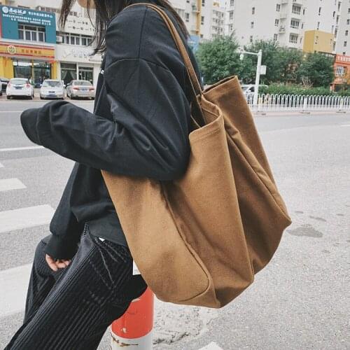 Fashion Soild Canvas Shopping Tote Large Capacity School Travel Women Female Shoulder Bag Casual Cotton Lining Pouch Handbag New