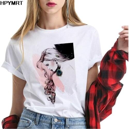 Fashion Sexy beauty Print T Shirts Women O-Neck Short Sleeve T-shirt Female 2020 New Tops Tee korean Style Vogue Casual Clothing