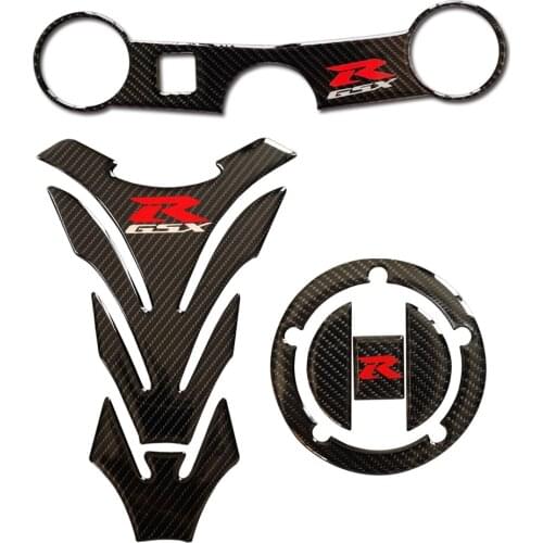 Carbon Tank Cap Sticker Tank Pad Fork Triple Tree Upper Clamp Decal For SUZUKI GSXR GSX-R 600 750 2004 2005 K4 K5