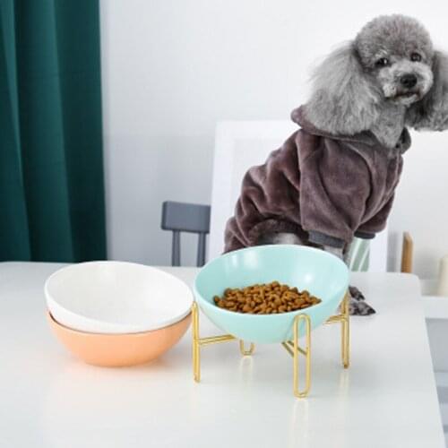 The New Ceramic Cat Bowl Iron Bracket Dog Food Basin with Water Dog Food Basin Pet Supplies Wash Basin Drinking Fountain Feeder