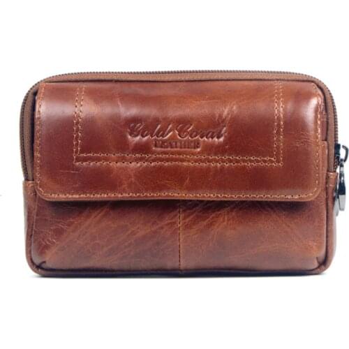New Men Leather Cowhide Vintage Travel Cell Mobile Phone Case Cover Belt Pouch Purse Fanny Pack Waist Bag