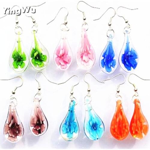 Wholesale 12Pair Crystal Water Drop Flower Murano Glass Silver P Earrings Gift Jewelry Gift Wedding Lots