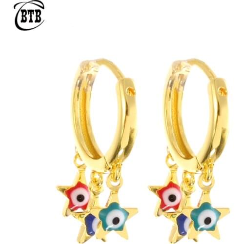 Popular Fashion Five-pointed Star Lucky Demon Eyes Chic Round Ladies Charm Earrings Luxury Jewelry Wedding Party Holiday Gifts