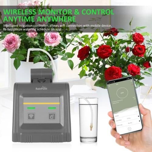 Wifi Programmable Watering Timer Intelligent Irrigation Controller Automatic Watering System with Drippers Tubing Barb Fittings