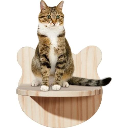 DIY Cat Climbing Frame Wall Mounted Solid Wood Jumping Platform Tree Pet Kitten Furniture