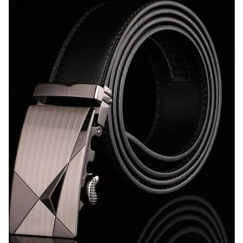 Cowskin Mens Leather Belt Luxury Brand Designer Waist Trouser Belts Male Jeans Automatic Buckle Gift for Men Black Black Brown