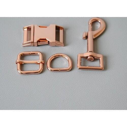 20 sets 20mm Metal D ring belt straps slider breakaway side release buckle spring hook for dog collar leash harness accessories