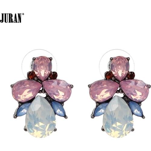 JURAN Romantic Brincos Fashion Cheap Statement Charm Shiny Crystal Stud Earrings for Women Wedding Jewelry Factory Price