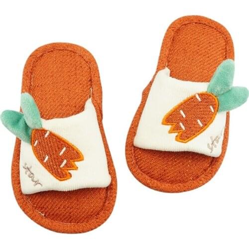 Kids Slippers Cartoon Linen Sandals Indoor Home Soft Breathable Casual Anti-Slip Flax Shoes Boys Girls Open Toe Cotton Slippers