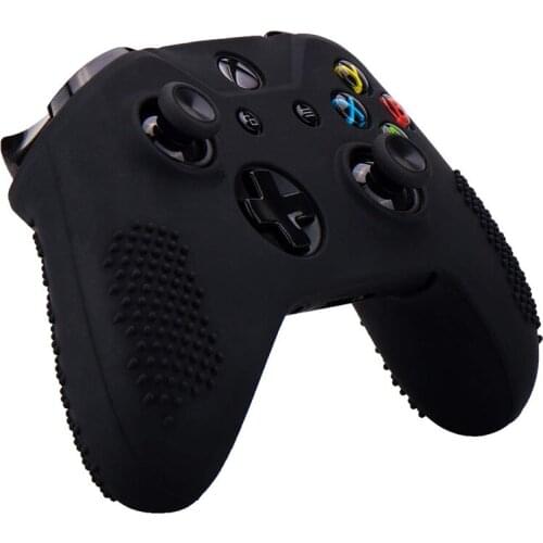 Silicone Rubber Cover Skin Case Anti-Slip For Xbox One/S/X Controller X 2(Black & White) + Fps Pro Extra Height Thumb Grips X
