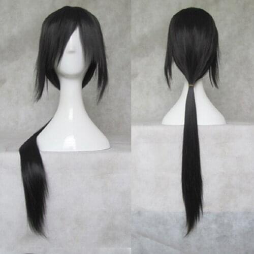 80cm Long Synthetic Cosplay Wig Skunks Aph Black APH Yao Uchiha Itachi Heat Resistant Hair Wigs + Wig Cap