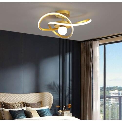 Nordic Black Gold LED Corridor Ceiling Chandelier for Bedroom Living Room Restaurant Bathroom Kitchen Indoor Decoration Lighting