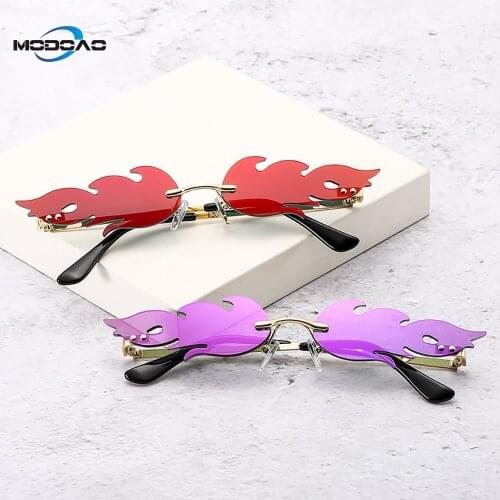Fire Flame Sunglasses Fashion Women Men Rimless Wave Sun Glasses Eyewear UV400 Protectionv Metal Frame Sunglass Shades Party