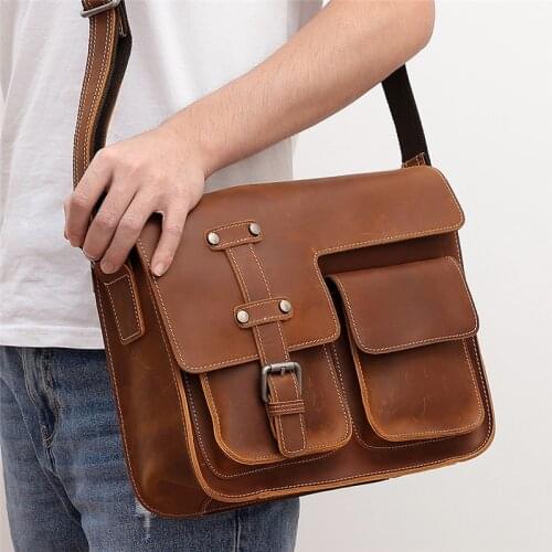 Top Quality Man Handbg Male Men Shouder Bag Genuine Leather Business Travel Brifcases Bag Mens Laptop Shoulder Bag Business Bag