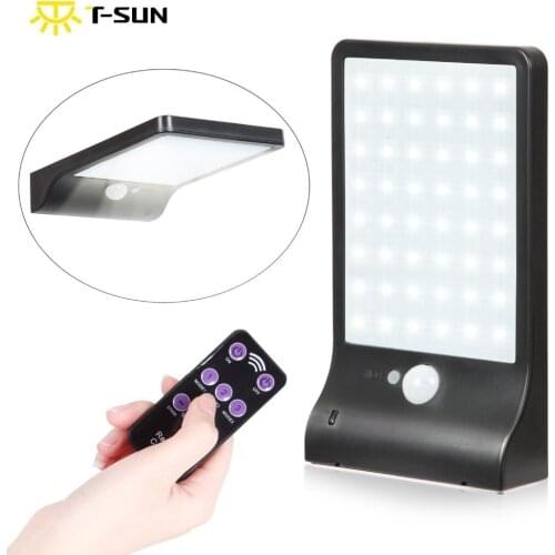 T-SUN Upgraded 48 leds Solar Light Color Adjustable With Controller Three Modes Waterproof Lamp Lights For Outdoor Garden Wall