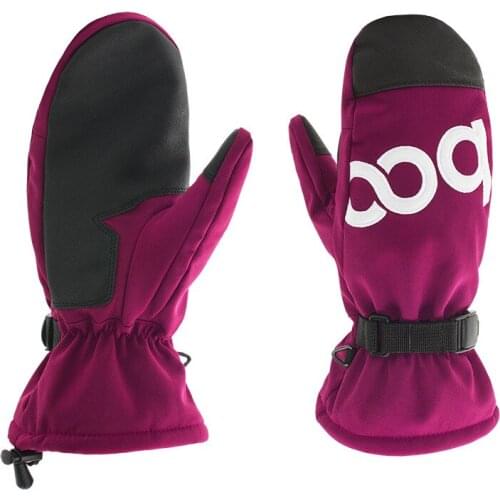 Thermal Ski Gloves Snowboard Jeans Rose Red PU Leather Outdoor Sports Gloves Skiing for Men Women Winter Snow Skating