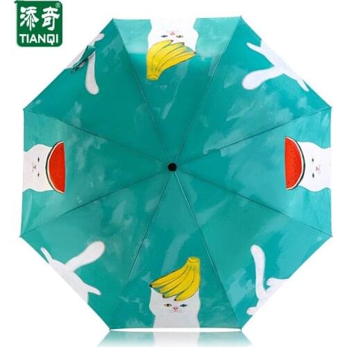 TIANQI Art Painting Umbrella 3 Fold paraguas Women Parasol Anti-uv Waterproof Rain Umbrellas