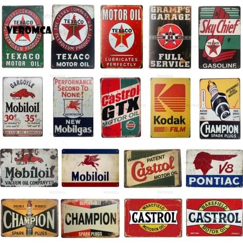 Vintage Gas Oil Metal Tin Signs Art Poster Garage Wall Stickers Plaque Plate Club Retro Painting Wall Stickers Home Decor
