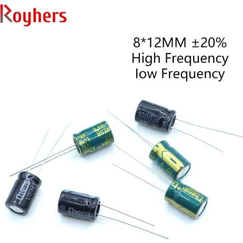 20Pcs 8*12 High Frequency Low ESR Aluminum Electrolytic Capacitor Kit 6.3V 16V 25V 470UF 33UF 1UF 10UF 220UF 680UF Assorted Set